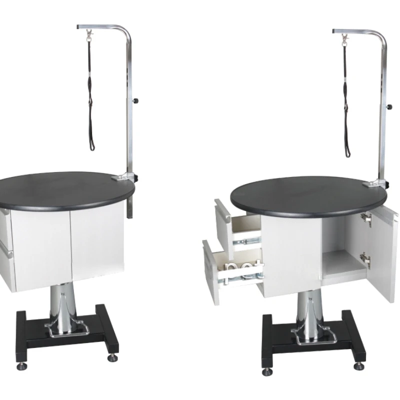 

Adjustable dog grooming table pet animal hospital clinic ROUND table bench WITH CABINET