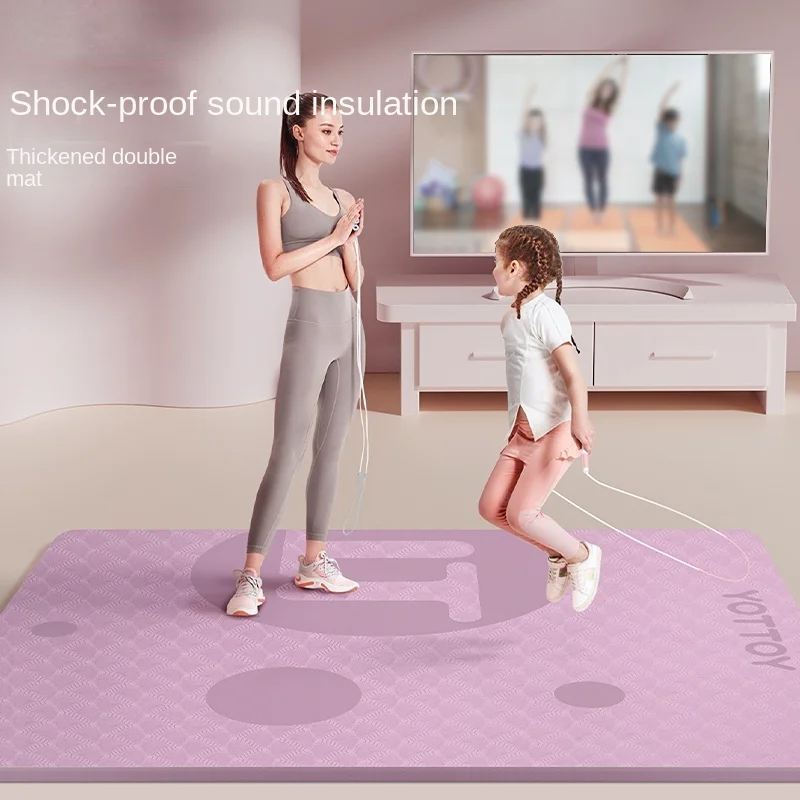 

Большой двойной домашний Коврик для йоги, утолщенные расширенные удлиненные коврики для пола с звукоизоляцией