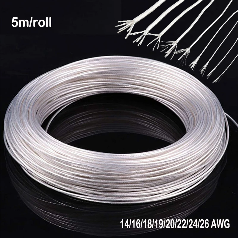 5m High Purity Silver Plated OCC Wire Copper Cable For Audio DIY Amplifier Headphone Speaker cable 14/16/18/19/20/22/24/26 AWG |