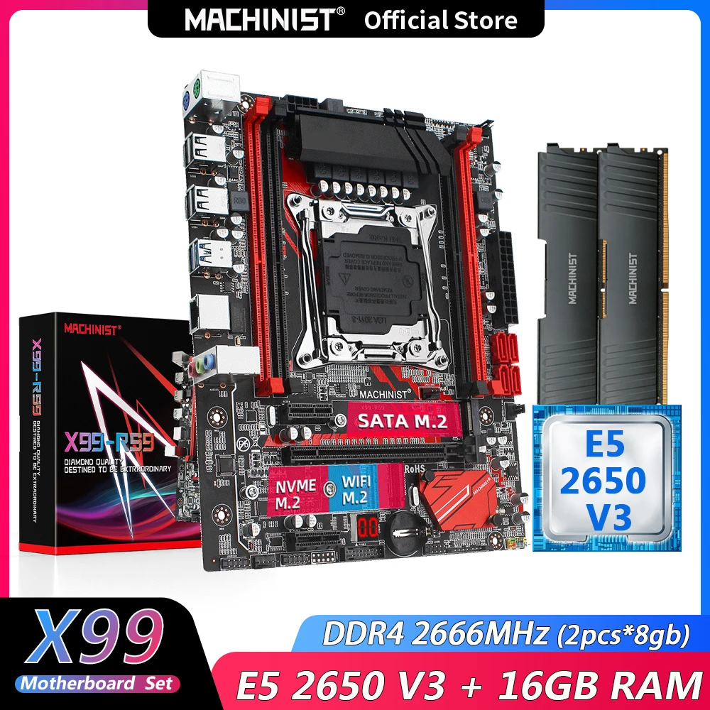MACHINIST X99 материнская плата LGA 2011-3 комплект с комплектом Xeon E5 2670 V3 ЦПУ процессор 2 шт.