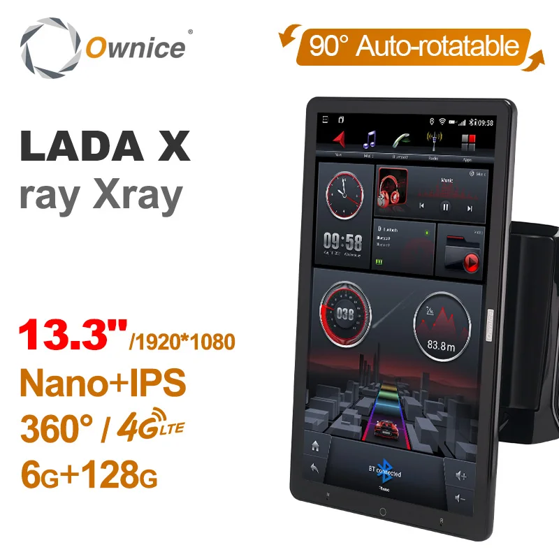 

13.3" Ownice 1Din Android 10.0 Car Radio 360 Panorama for LADA X ray Xray GPS Auto Audio Player SPDIF Rotatable 4G LTE NO DVD