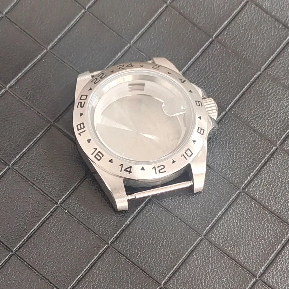 

40mm GMT Men's Watch Case Stainless Steel Aluminum Bezel Mineral Glass for Miyota 8215 8205 8200 821A/Mingzhu 2813 3804 Movement