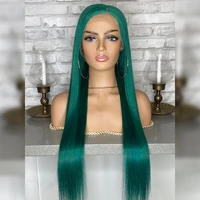 16-42 Inch Colored Dark Green Lace Front Human Hair Wigs Transparent Lace 13X4 Straight Lace Frontal Wig Pre Plucked For Women