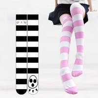 kawaii anime cat claw stripe lolita stockings japanese school girls socks overknee sexy velvet thigh high stockings pink black