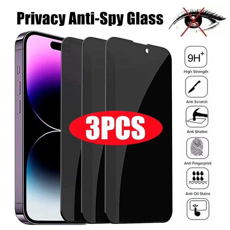 

3PCS Privacy Anti Spy Screen Protector For iPhone 15 14 13 12 11 Pro Max For iPhone X XS MAX XR 7 8 15 14 Plus Tempered Glass