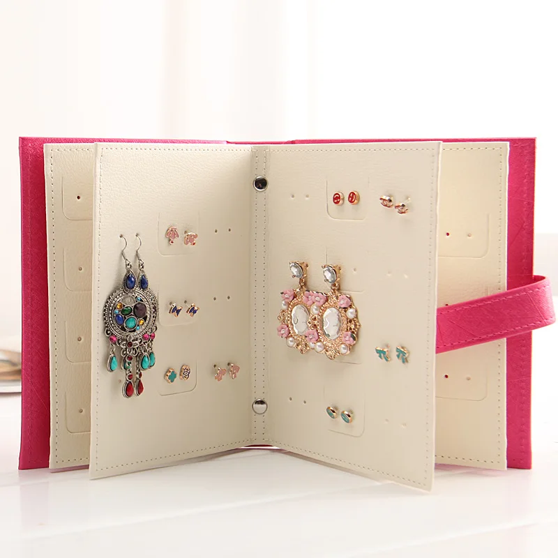 

New Jewelry Storage Book Portable 2022 Creative PU Earrings Earrings Storage Box Page Turning Display Jewelry Box Book Storage