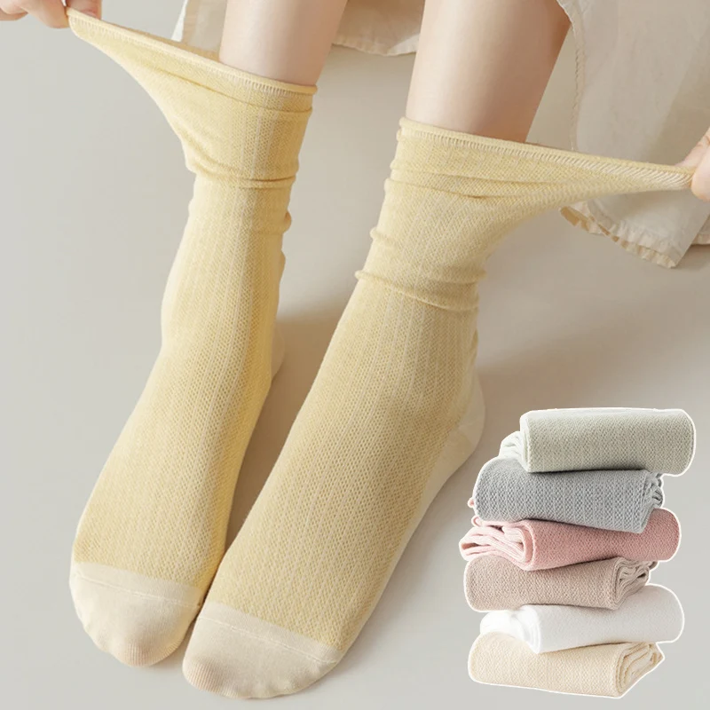 

1 Pair Women Sock Summer Thin High Tube Streetwear Soft Socks Soft Breathable Solid Color High Quality Female Sox Elastic Casual