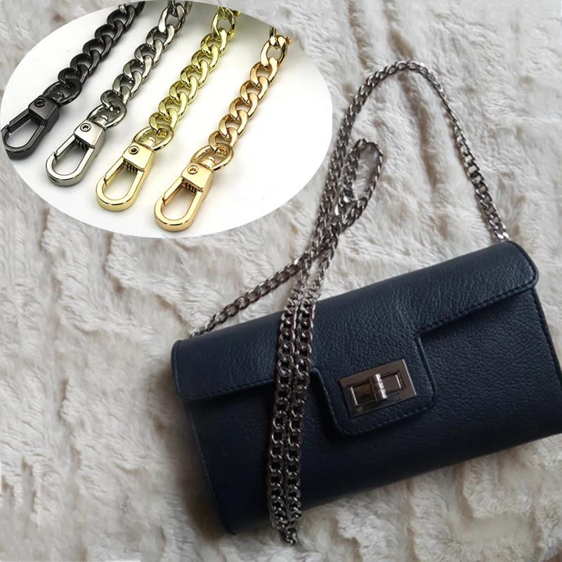 

100-120CM 8mm W Metal Purse Chain Strap Handle Replacement Handbag Shoulder Bag Chain Accessories Light Gold/Silver/Black