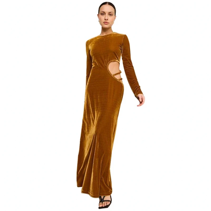 

2023 Summer Autumn Women Sexy Black Skims Long Dress Y2k Long Sleeve Solid Skinny Bodycon Trumpet Maxi Dresses Vestidos