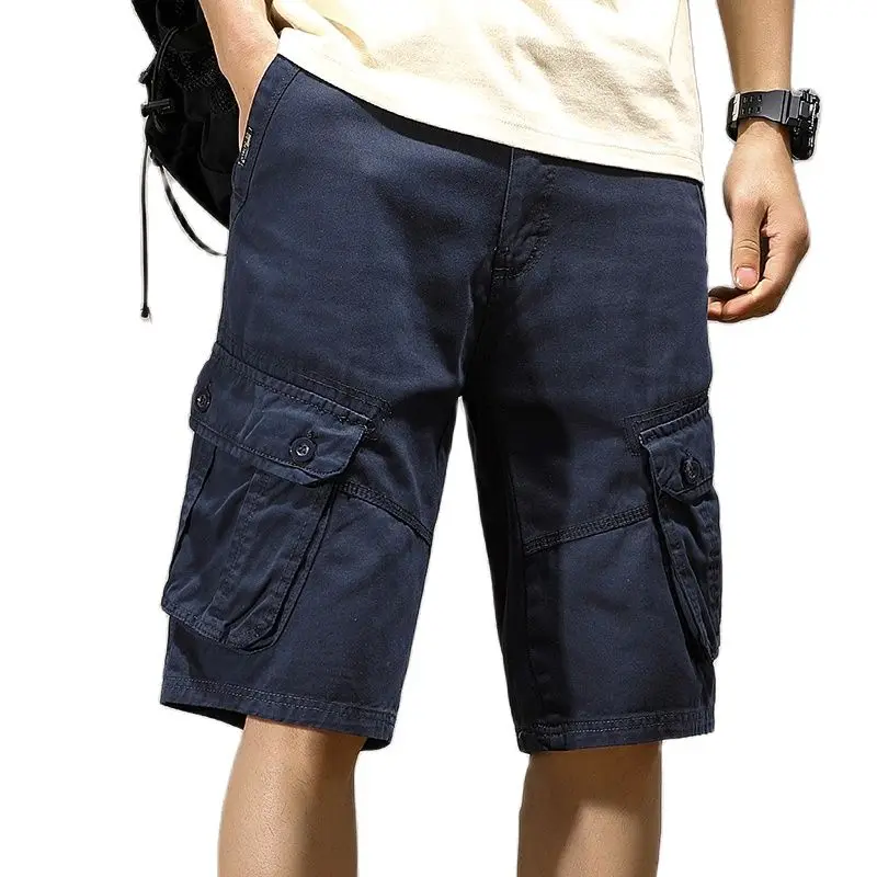

2022 Men's New Summer 100% Cotton Multi-Pockets Military Cargo Shorts Male Casual Tactical Loose Pants Trousers Outdoor Clothing