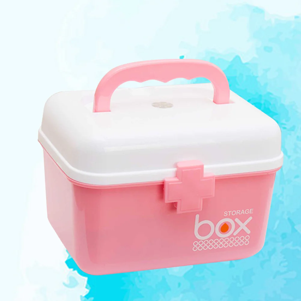 

Storage Box Organizer First Aid Kit Box with Removable Tray & Handle Family Emergency Kit Storage Organizer - Size )