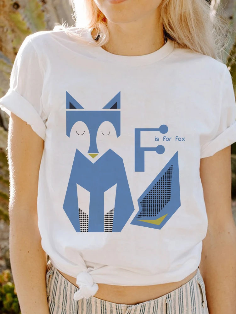 Купи Print T-shirts Women Fox Printed Summer Tshirt For Woman Short Sleeves T Shirt Cartoon Animal Fox Young Fashion Printing T-shirt за 187 рублей в магазине AliExpress