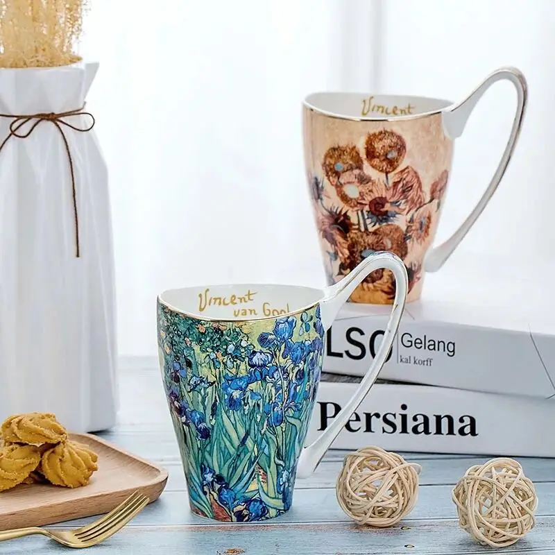 

Van Gogh Vincent Coffee Mug Bone China Cups and Mugs Starry Night Retro Drinkware Ceramic Mug Desk Home Decoration Gifts