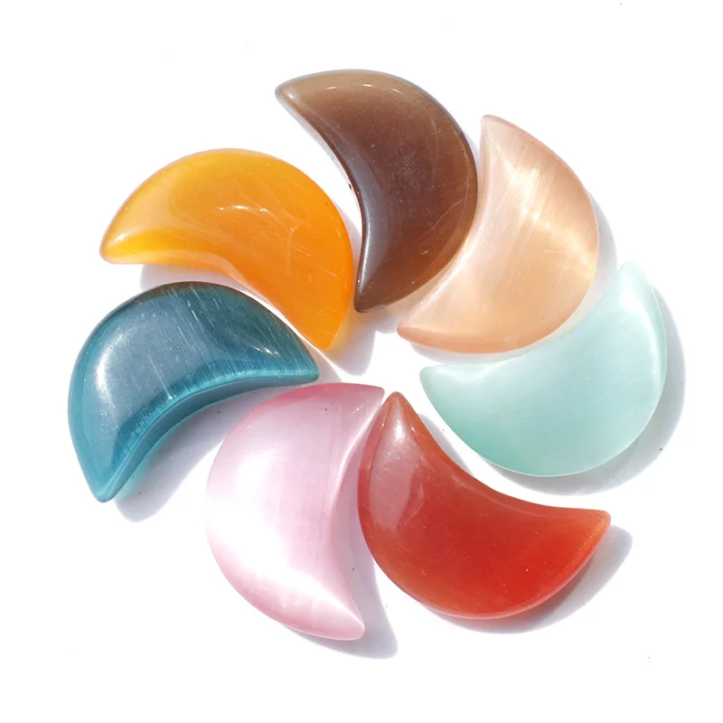

5 / 10 Pcs Man Made Colorful Cat Eye Stone Moon Craft