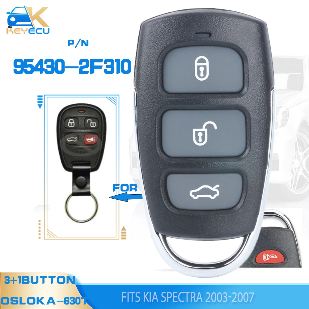 

KEYECU 95430-2F310, OSLOKA-630T Upgraded Keyless Entry Remote Key 3+1 Button Fob for Kia Spectra 2003 2004 2005 2006 2007