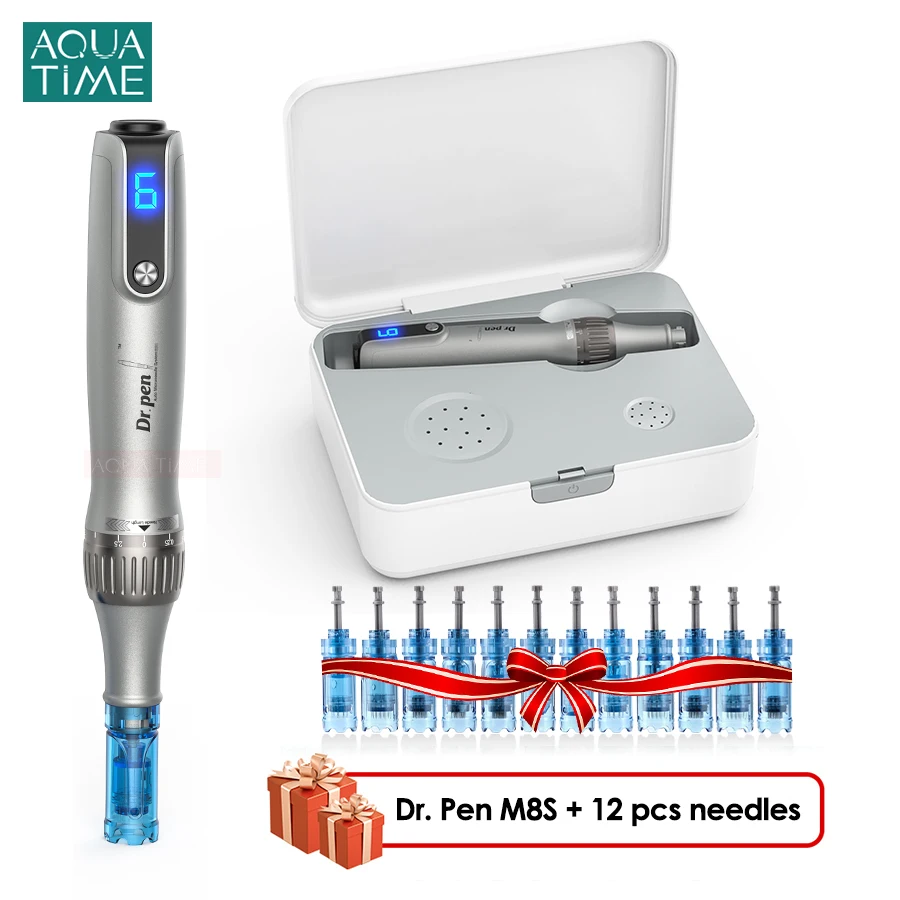 

Профессиональная ручка Dr Pen M8S с микроиглами, 12 шт. картриджей с иглой, беспроводные инструменты для ухода за кожей