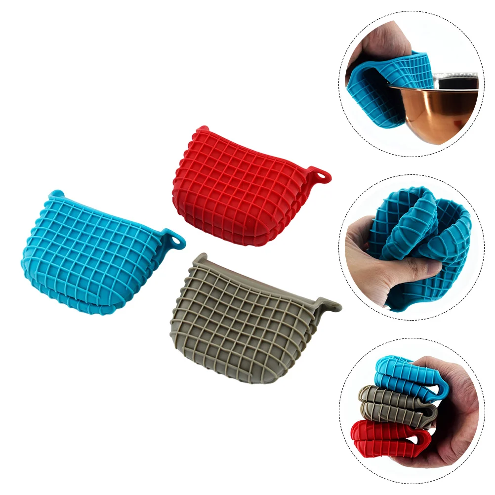 

3pcs Heat Resistant Pinch Mitt Silicone Pot Holder Kitchen Cooking Pinch Mitt
