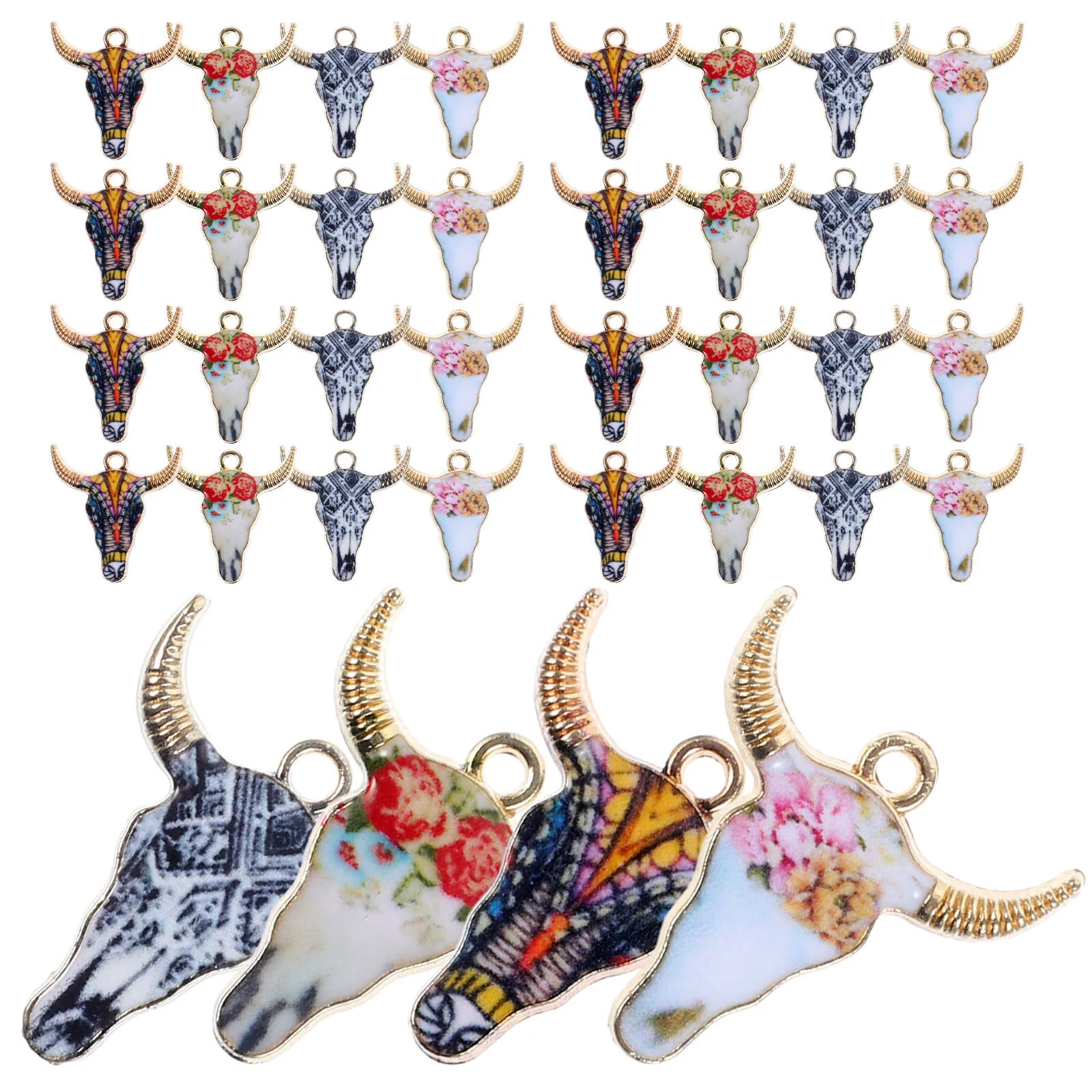 40 Pcs Key Chain Earring Charms Jewelry Making Metal Vintage Necklace Bulk Mini Keychain Bracelet Amulet Cow Earrings