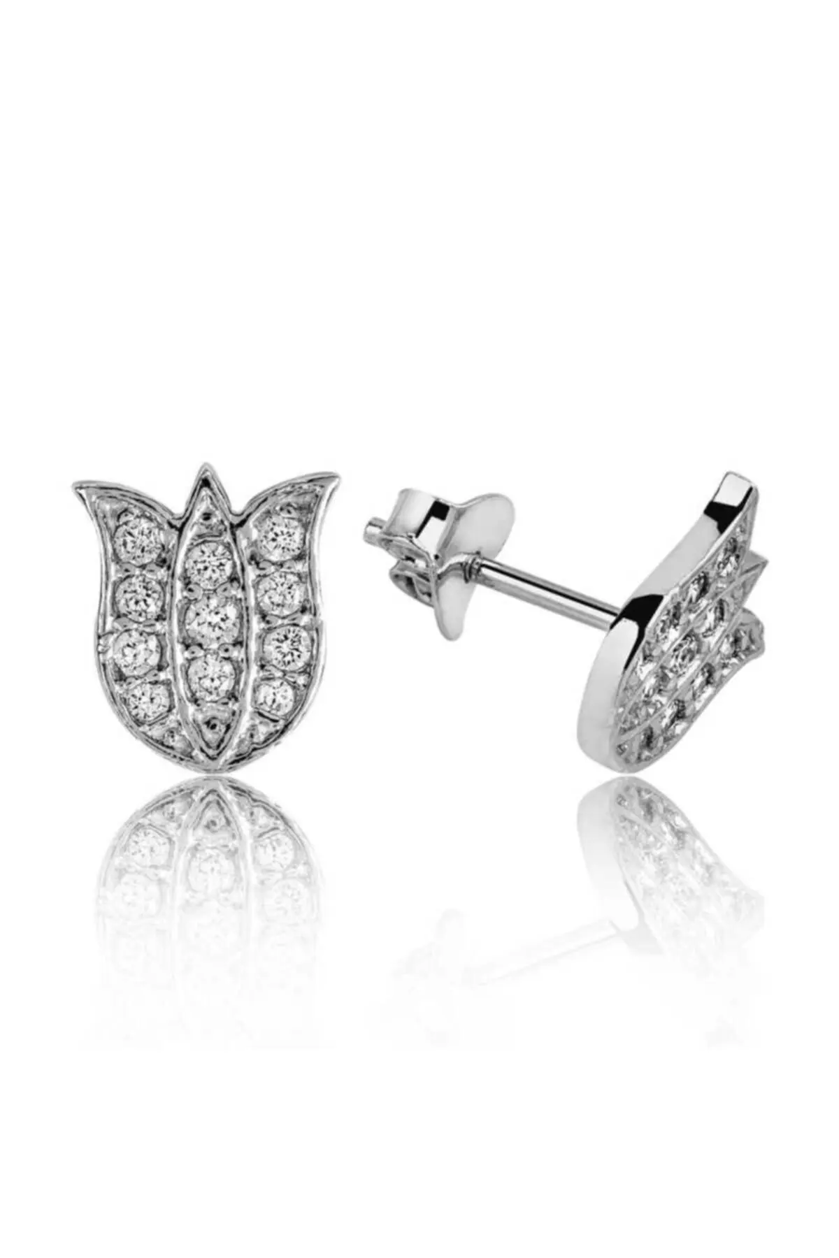 

Silver Tulip Studded Earrings