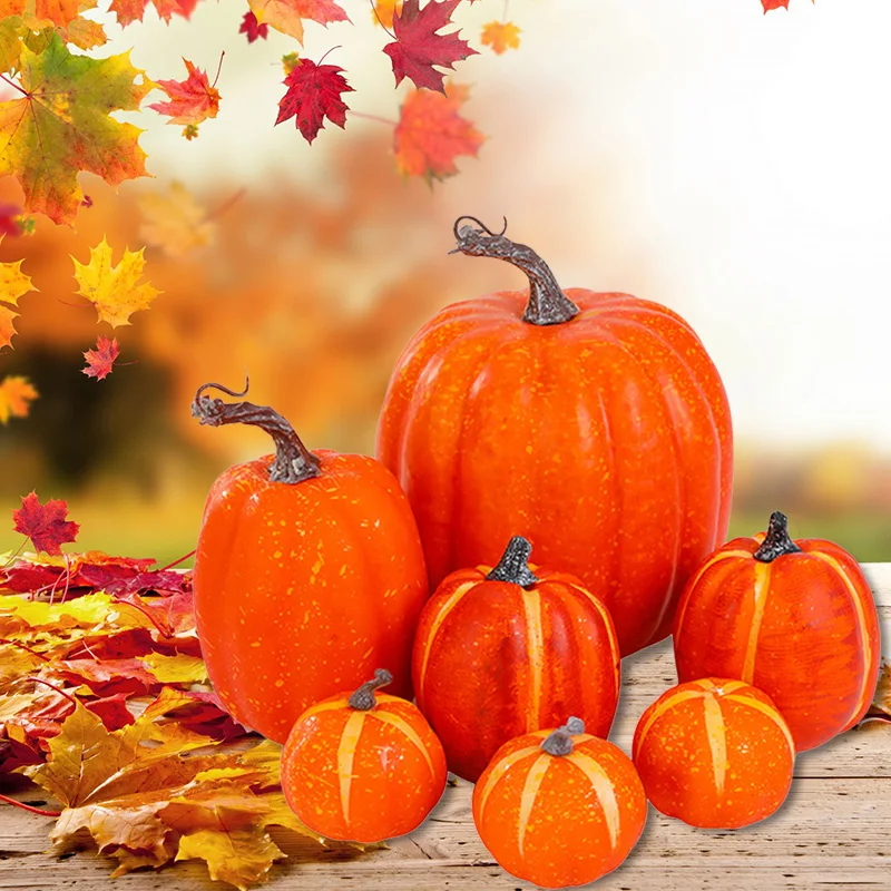 

Набор искусственных украшений в виде тыквы на Хэллоуин, День благодарения, Осенний урожай, имитация тыквы, реквизит для фестиваля, домашний ...