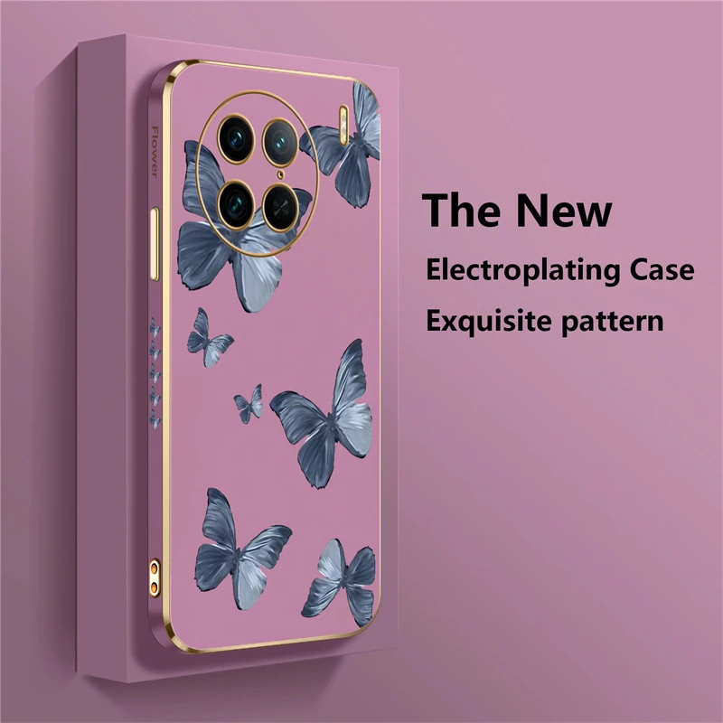 Бабочка для VIVO X90 X60 X70 X80 Pro Z1X Z3i Z5X S1 S7 S12 S15 S16E мягкий чехол с цветочным покрытием