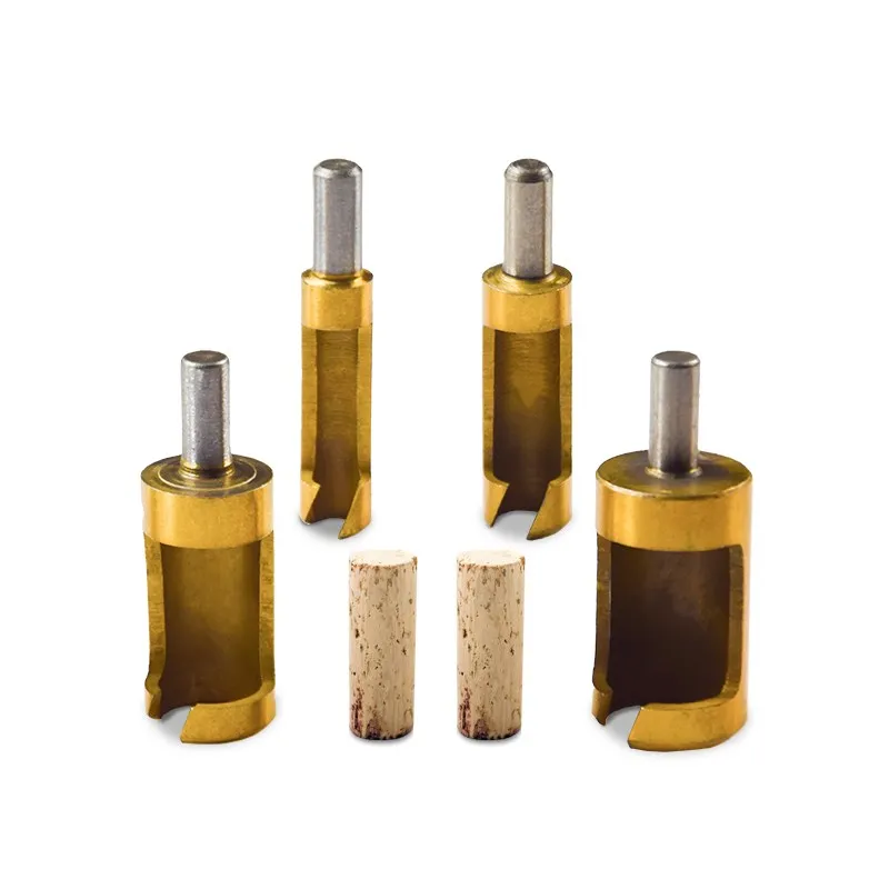 4шт 6/8/13/16мм Титановое покрытие пробкового сверла из высокоуглеродистой стали Cutter Spike Hole Saw Wood Tool Bits on