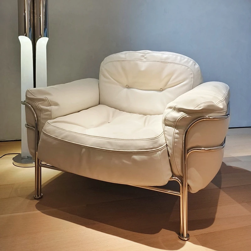 Одноместный диван-стул роскошное современное стальное кресло кожаное для