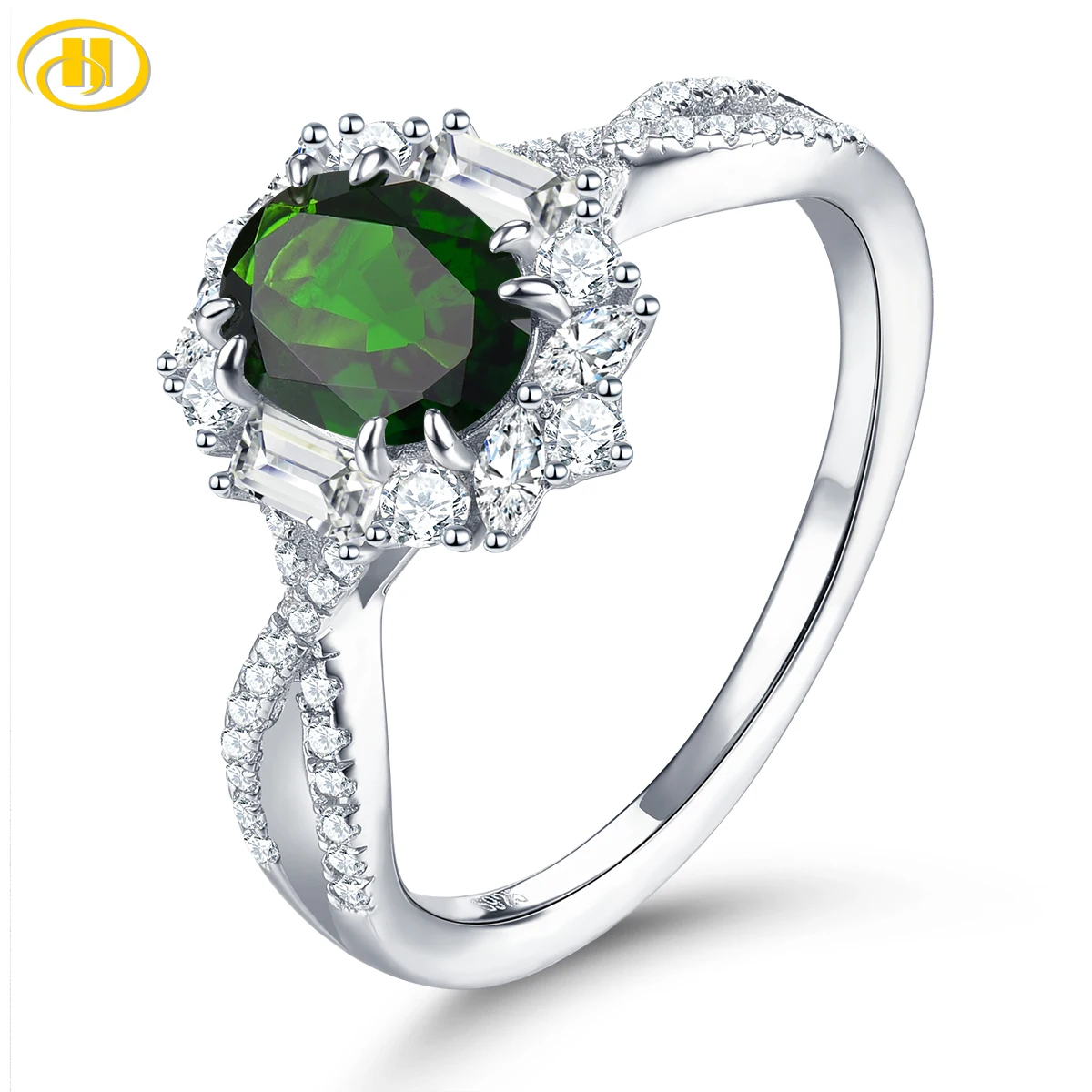 

Natural Chrome Diopside 925 Sterling Silver Pendant 1 Carat Genuine Gemstone Romantic Style Fine Jewelry for Valentine Day Gift