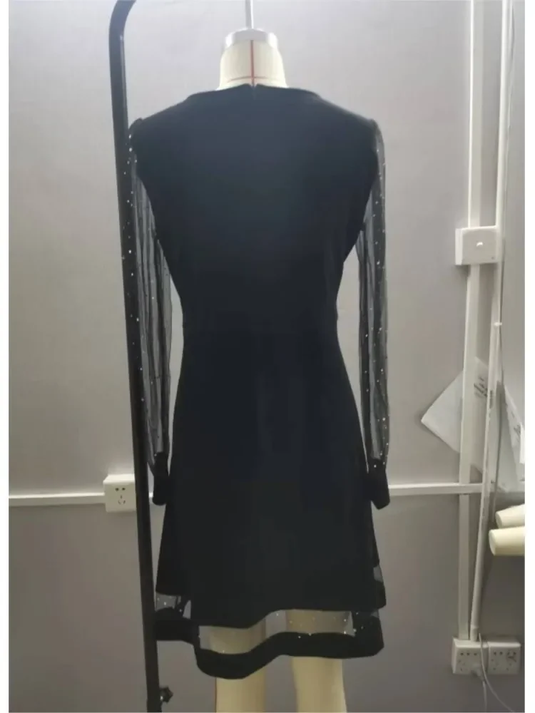 Сексуальные черные сетчатые платья с глубоким v-образным вырезом для женщин