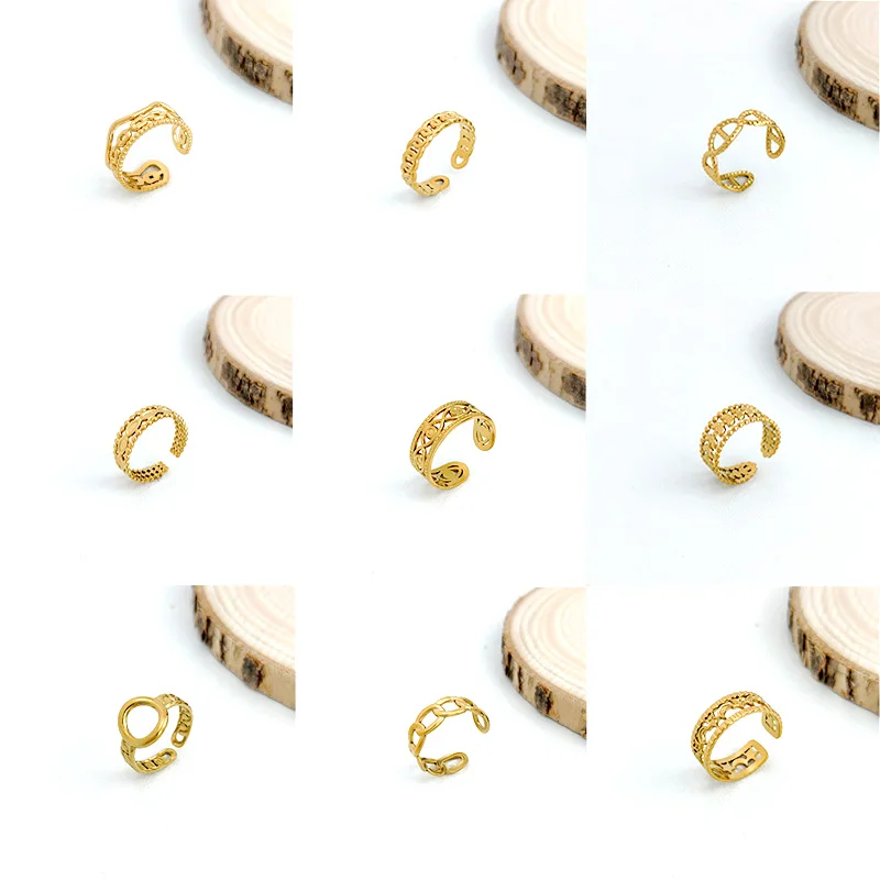 

Simple Hollow Round Opening Rings for Women Fashion Men's Stainless Steel Chain Adjustable Ring Wedding Party Jewelry Gift