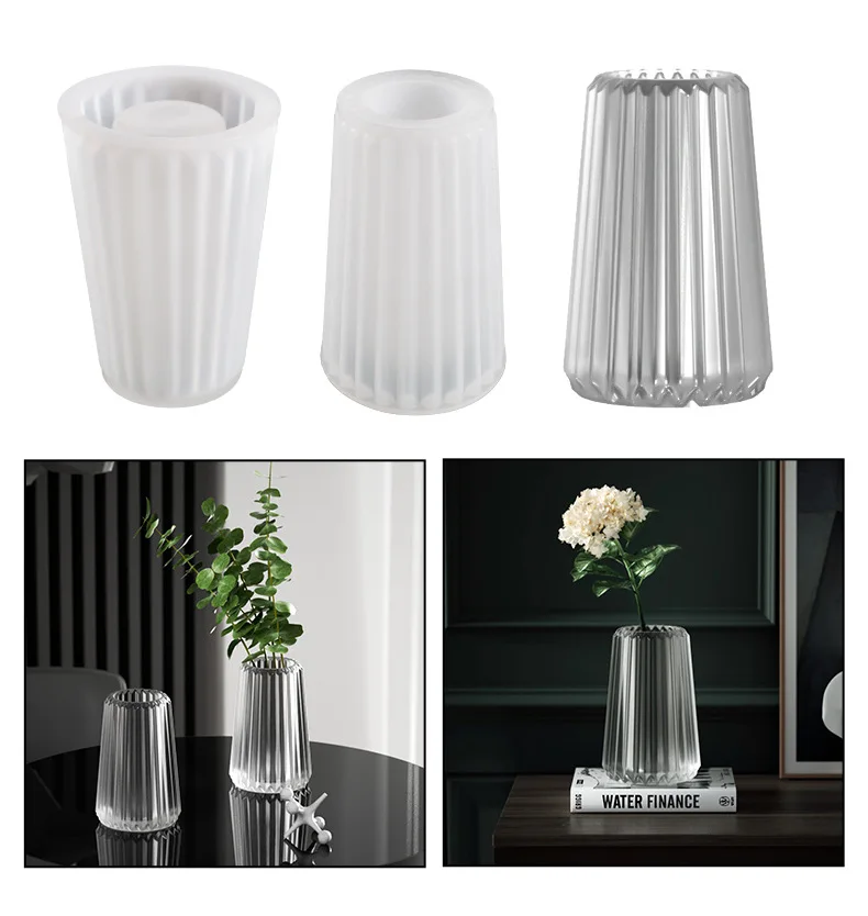 

Crystal Vase Pen Holder Silicone Mold DIY Crystal Epoxy Resin Mold Stripe Heightened Vase Pen Holder Silicone Mold