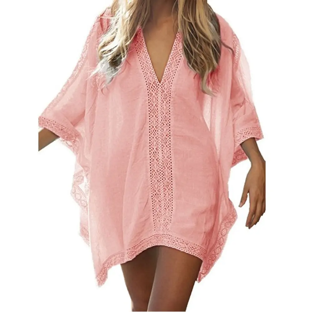 

New Summer Women Cover Up Sexy Beach Cover Ups Swimsuit Bikini Chiffon Short Dress Gold Beach thing Suit tunic Swimwear Clothing