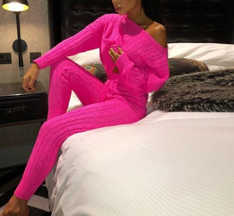 Женский модный повседневный шерстяной костюм с круглым вырезом и длинными