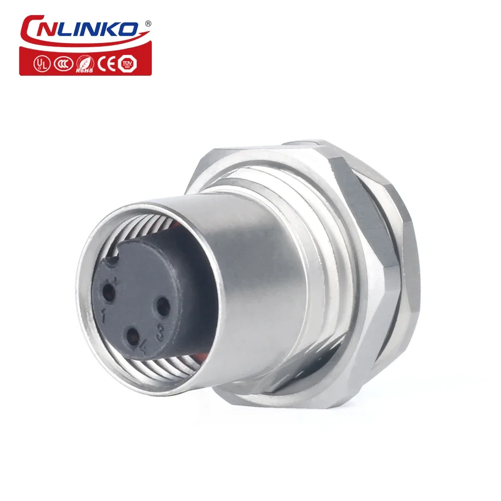 CnLinko M12 IP68 промышленная розетка с 3-контактным водонепроницаемым разъемом питания