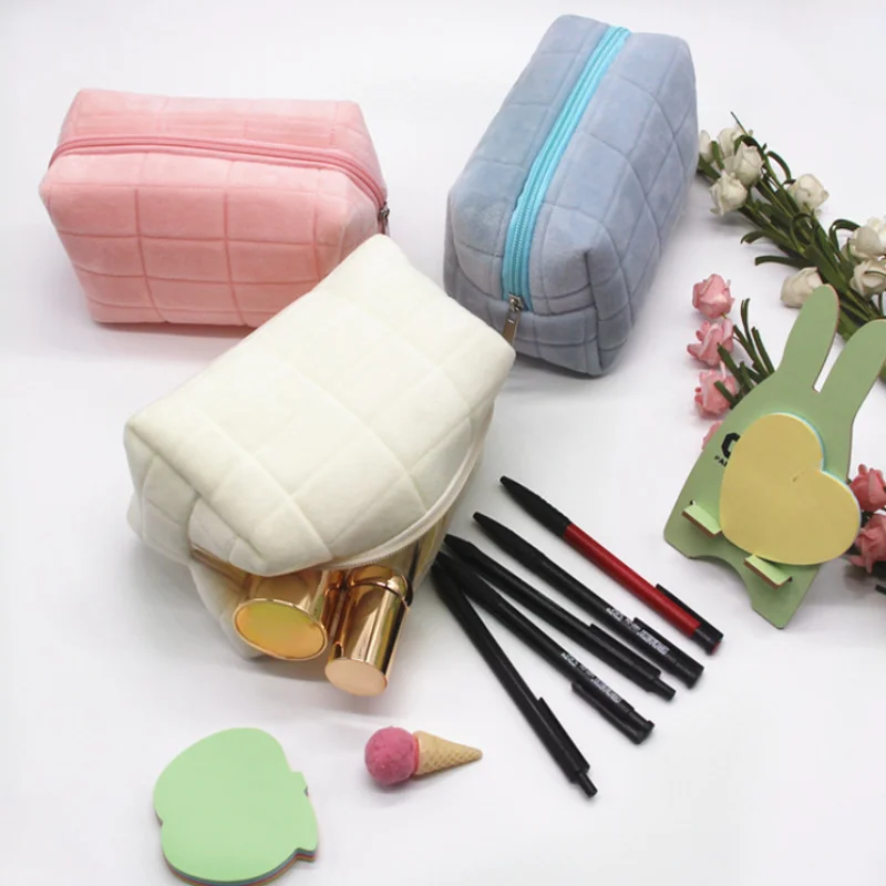 

Plush Pencil Bag Large Capacity Zipper Pencil Pouch Stationery Holder Cosmetic Storage Bag Makeup Organizer School Supplies