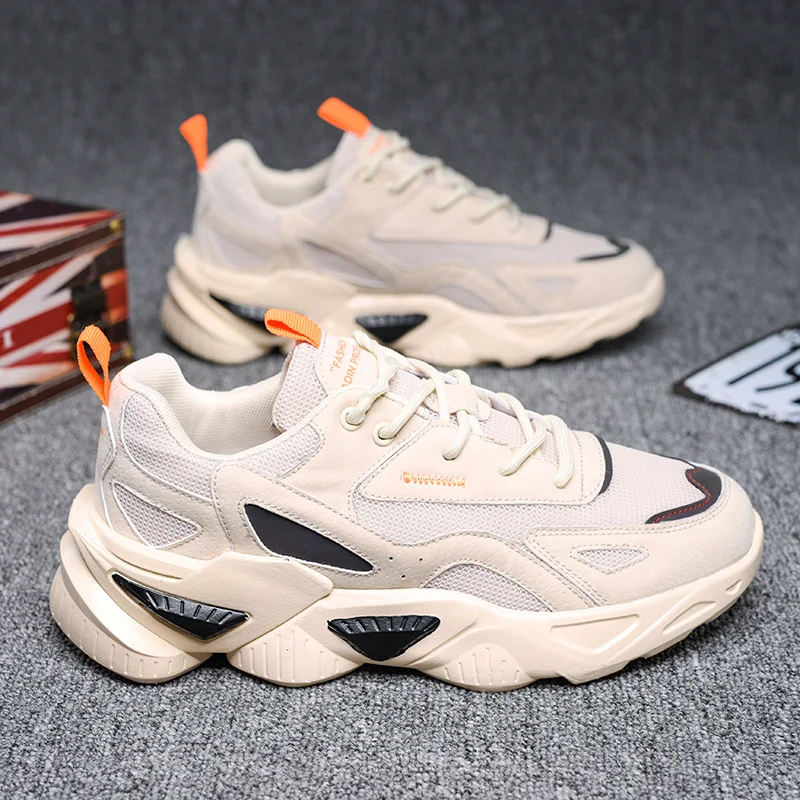 Mesh Breathable Soft Sneakers for Men Fashion Trendy Lace-up Casual Sports Shoes Outdoor Non-slip Comfortable Male Running Shoes