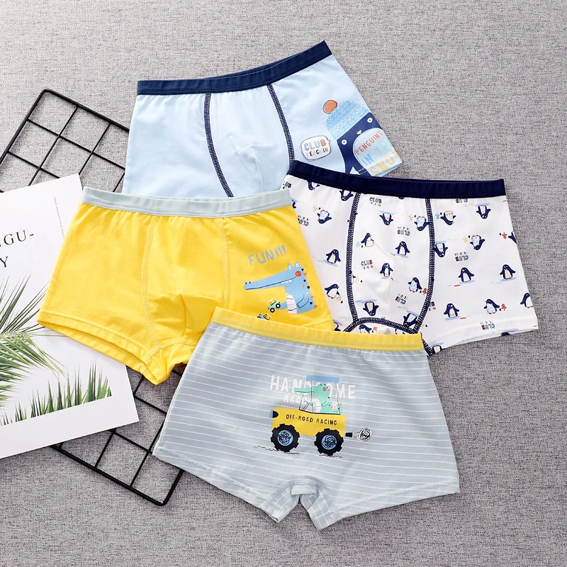 Нижнее белье для мальчиков 4 цветов хлопковые трусы малышей с мультяшным