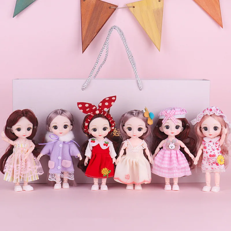 

16CM BJD Doll 6/piece Set of 13 Movable Joints 3D Eyes Fashion Cute Dress Up Doll Set Girl Boy DIY Toy Kids Best Christmas Gift