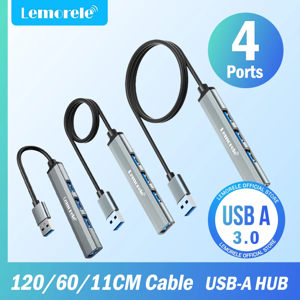 

Lemorele USB Hub USB3.0 OTG 4 Port USB A HUB Multi Splitter Adapter Laptop Accessories For Xiaomi Lenovo Macbook Pro