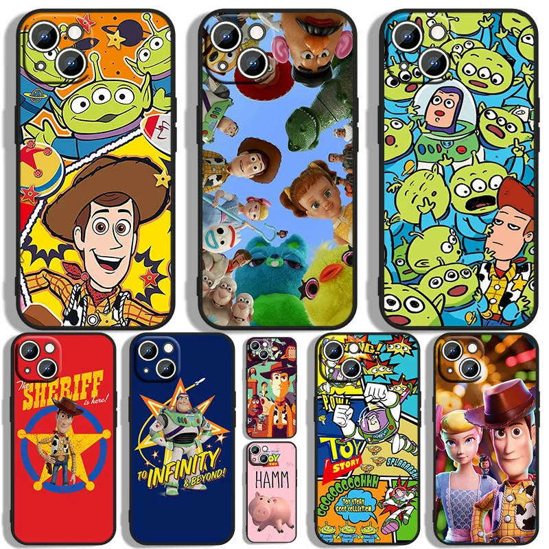 

Toy Story Phone Case For Apple iPhone 11 12 13 14 Max Mini 5 6 7 8 S SE X XR XS Pro Plus Black Iuxury Silicone Back Soft Capa