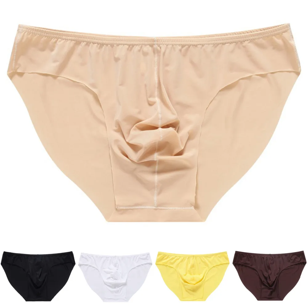 Men's Briefs Soft Breathable Silk Sexy Underwear Men's Hot Hips Up Transparent Jockstrap Sexy Colorful Undies
