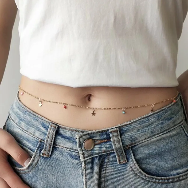 

Summer Beach Sexy Vintage Aesthetic Belly Body Chain Waist Chain Belt Streetwear Bikini Women 2022 Fashion Body Festival Jewelry