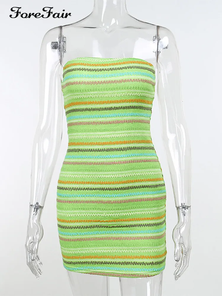 Платье Forefair женское трикотажное в полоску пикантное облегающее мини-платье без