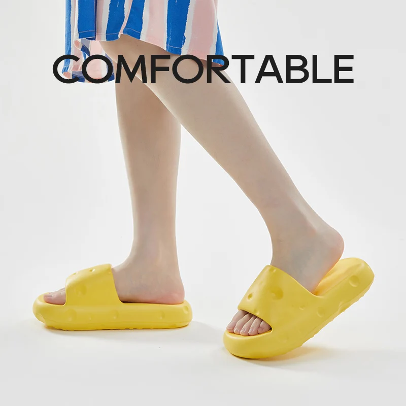 UTUNE Cheese Sippers Women Platform Shoes EVA Soft Indoor Slides For Women Anti-slip Summer Sandals Women Bathroom Shoes Shower