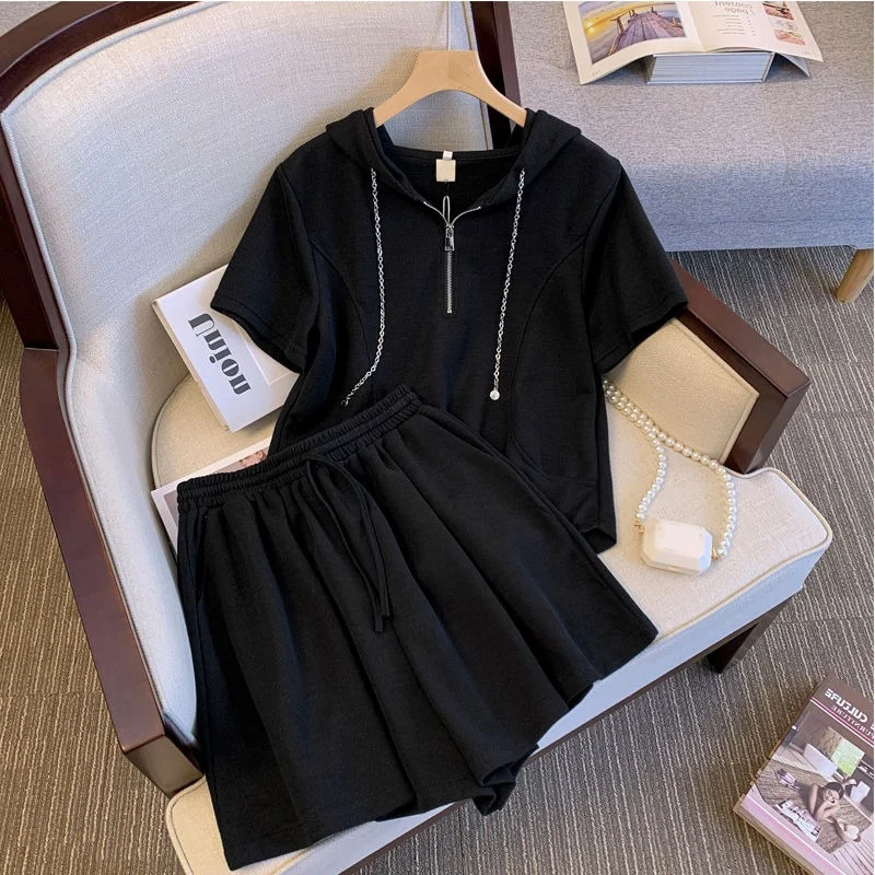 Женский комплект из двух предметов летний Свободный Топ с коротким рукавом и