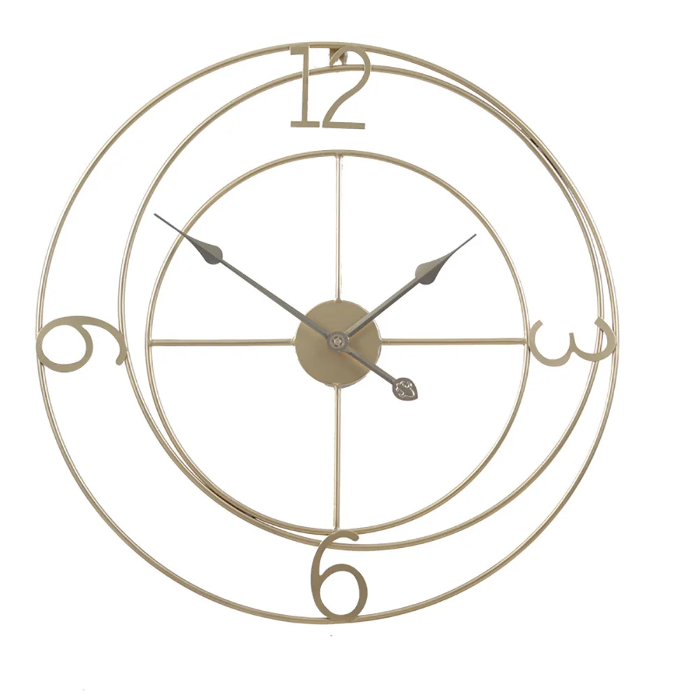 

Iron Wrought Gold Creative Simple Digital Wall Clock European Art Deco Clock