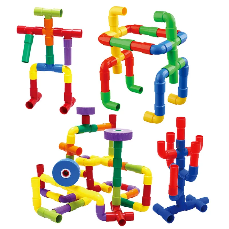 

Large multicolored Water Pipe Building Blocks Toys With wheels Children DIY Assembling Pipeline Tunnel Block Model Educational