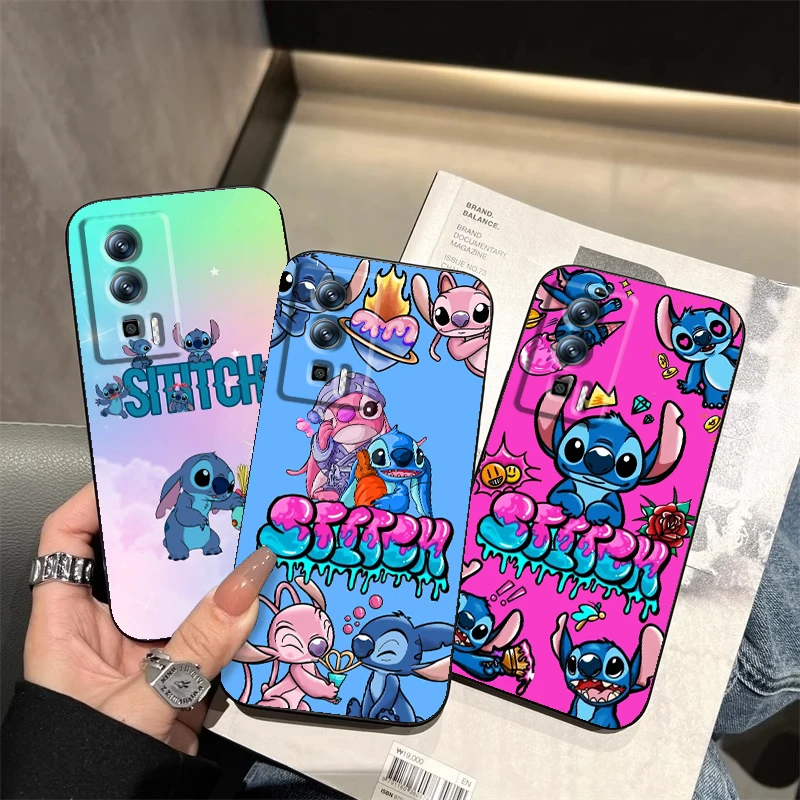 Фото Милый чехол Disney Stitch в стиле ретро для Xiaomi Redmi 9A 9C 9AT 10C 9 9T 10 12C 13C A3 12 K60 A1 K50 K40 5G с черной задней крышкой телефона №2