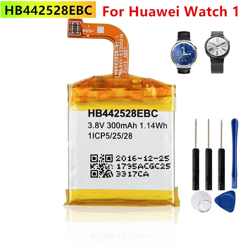100% Оригинальный аккумулятор HB442528EBC для HUAWEI Watch 1 Watch1 300 мАч батареи + Инструменты -