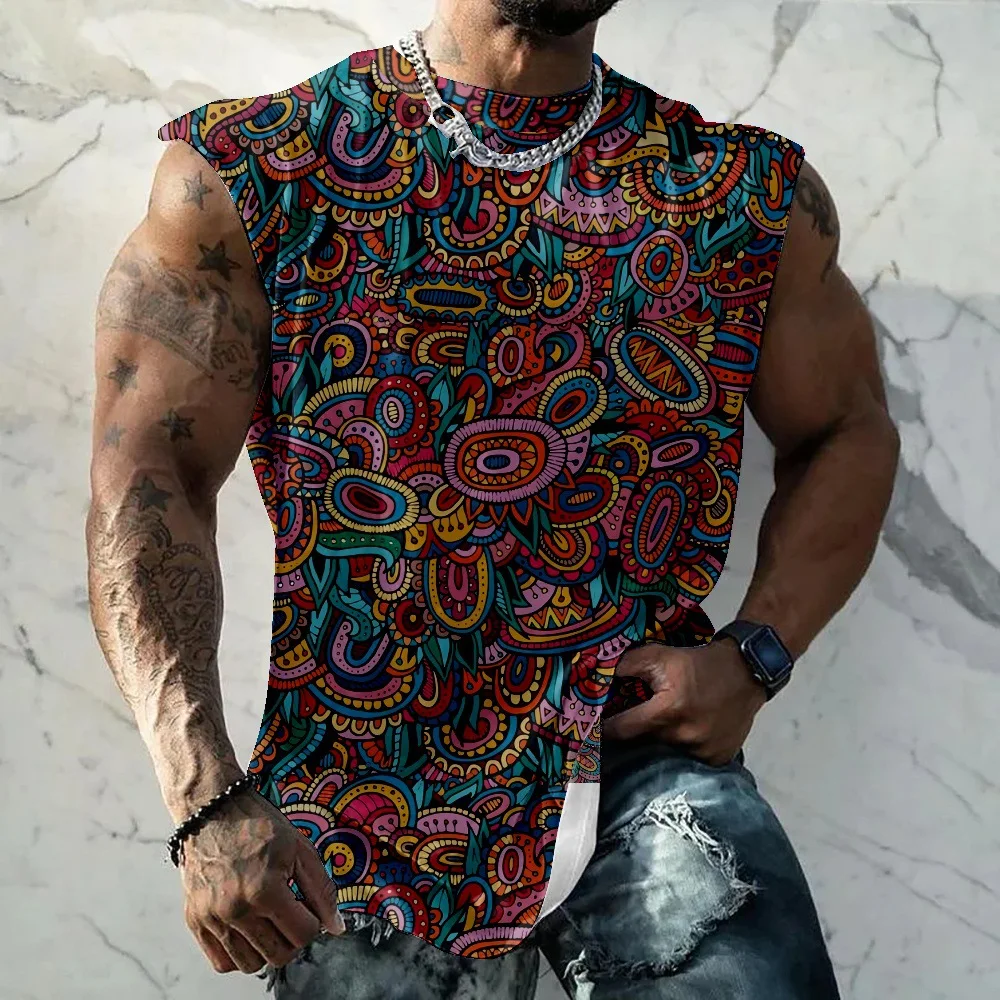 

Men Fashion Beach Vests Casual Shirt Summer O-neck Tank Tops Loose Sleeveless Shirts